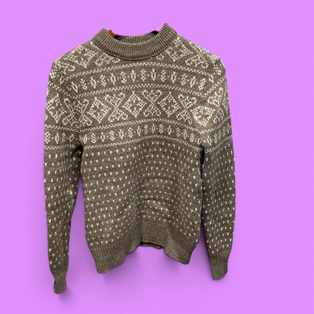 Cute vintage 70s boho western Montana Woolen Fair Isle sweater neutrals classic